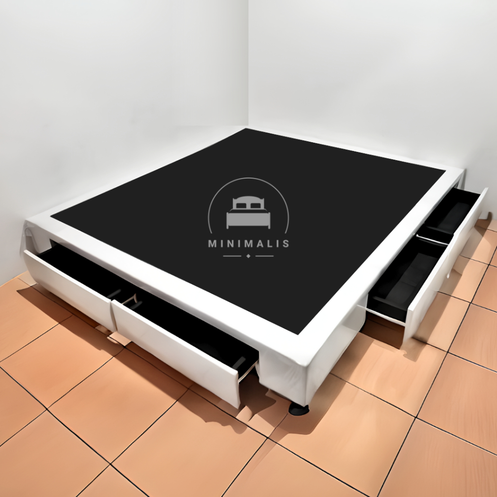 Dipan Laci Minimalis | Divan Ranjang Tempat Tidur Tanpa Sandaran 4 Laci | Bahan Kayu Tanpa Kasur