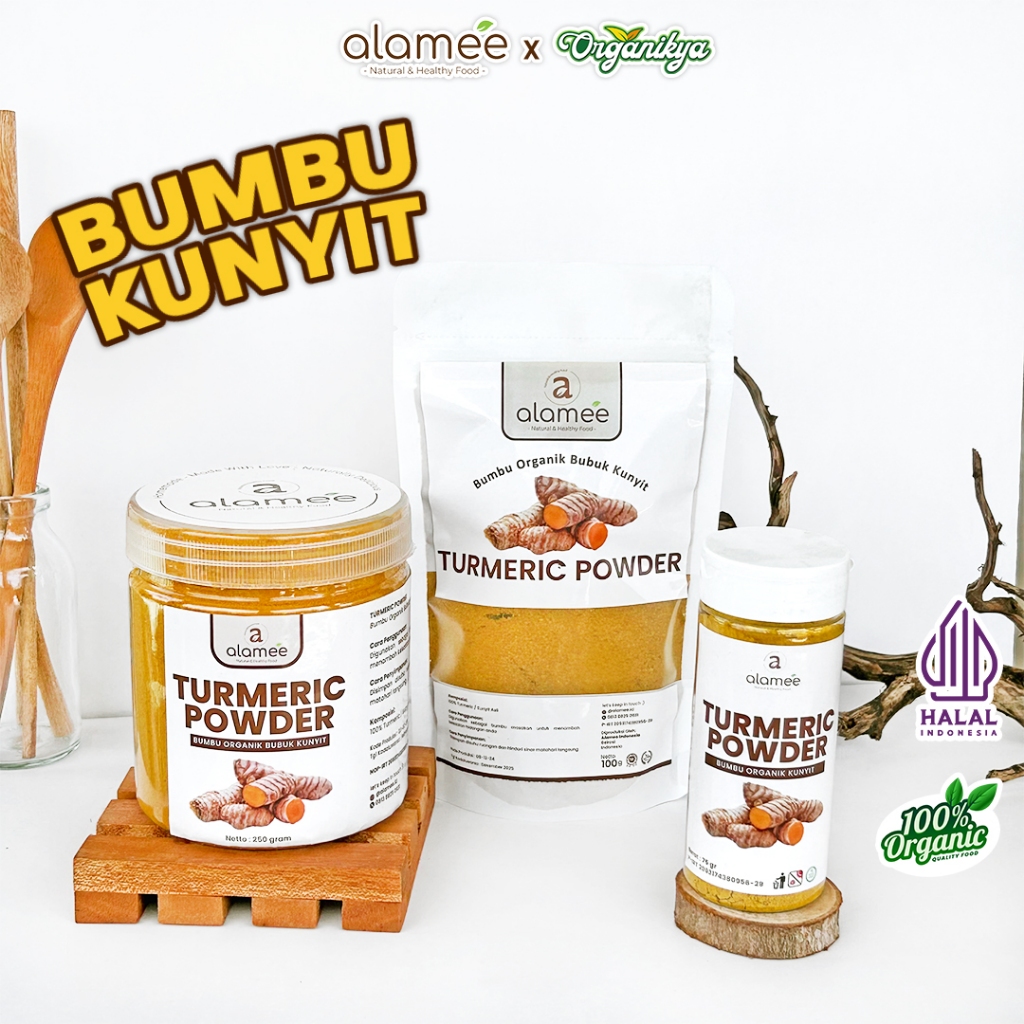 

ALAMEE Kunyit Bubuk Turmeric Powder Ground Bumbu Dapur Instan Organik Murni Tanpa Campuran organikya