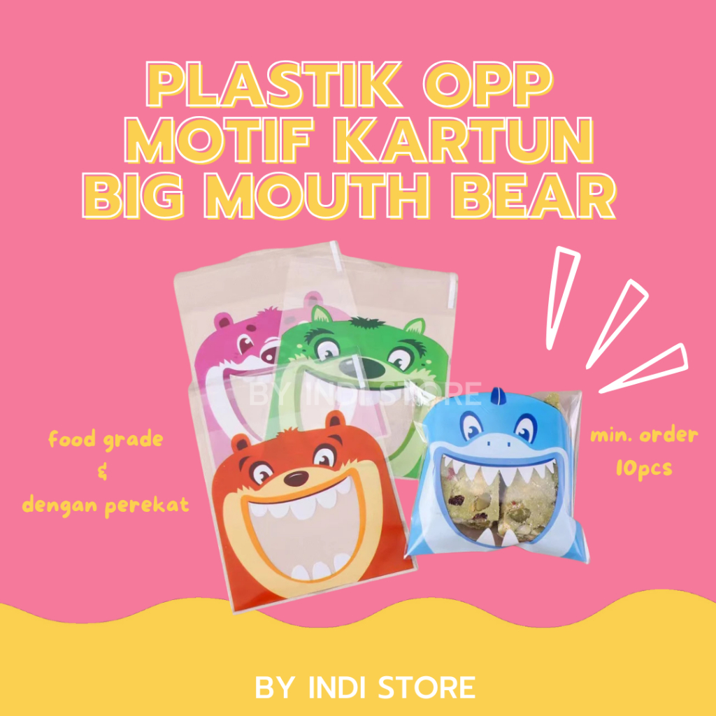 

[Ready Bandung] Kemasan Plastik Opp Motif Kartun Lucu Untuk Cookies dan aksesoris, Kantong Plastik dengan Perekat dan Bahan Food Grade