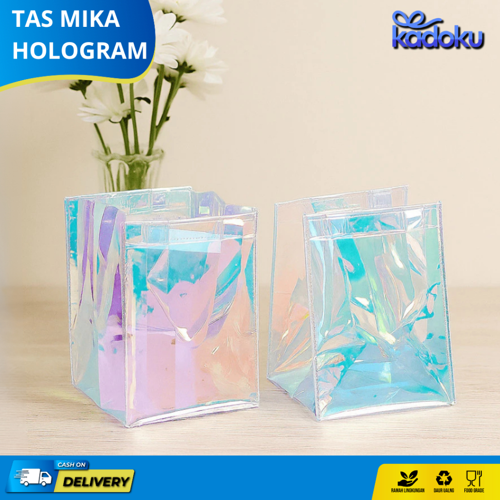 

Tas Mika PVC Hologram / Goodie bag PVC Hologram / Tas Mika PVC Transparan I Tas Hologram Polos ACH04