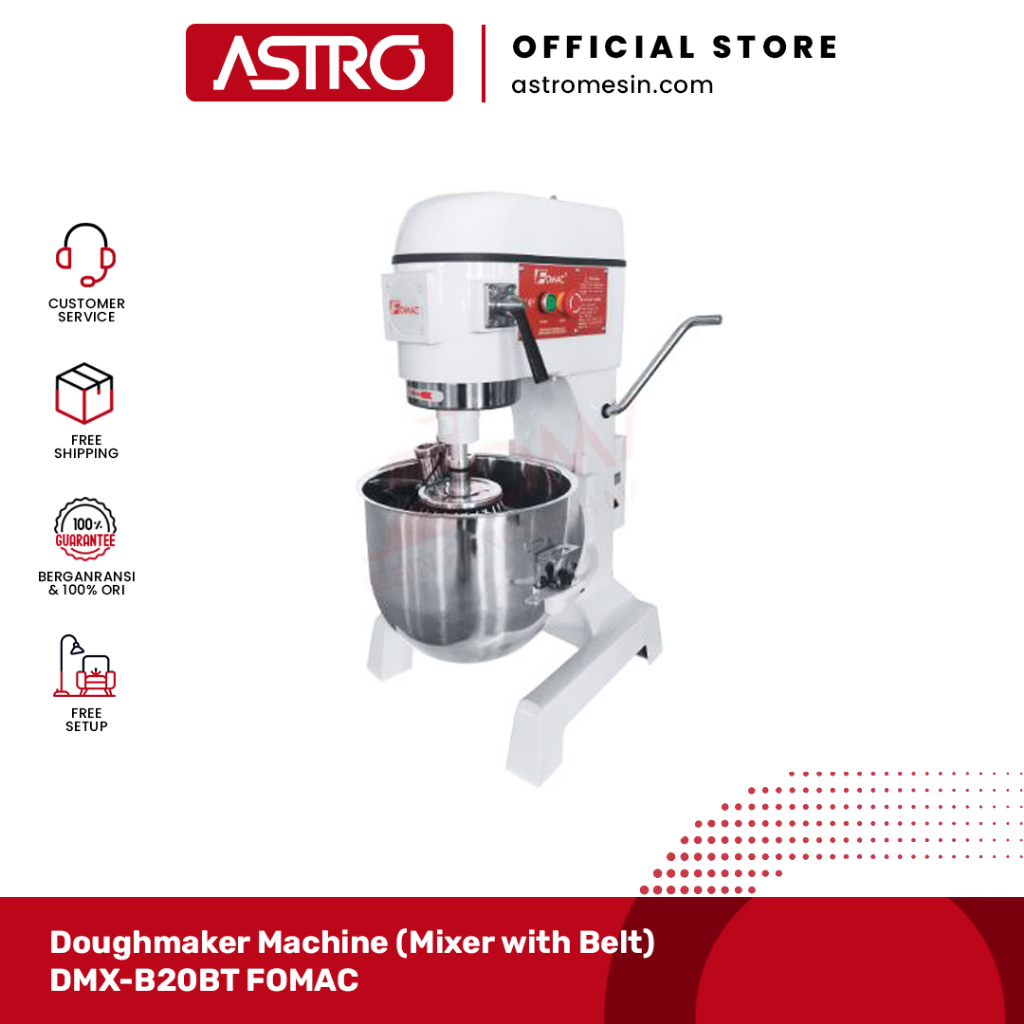 Planetary Mixer 20 Liter Doughmaker Machine (Mixer with Belt) DMX-B20BT FOMAC