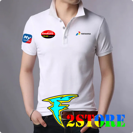 Kaos Baju Kerah Model Tshirts Kerah Unisex - PERTAMINA - Enduro VR | 46 Racing Team Sablon DTF Tampa