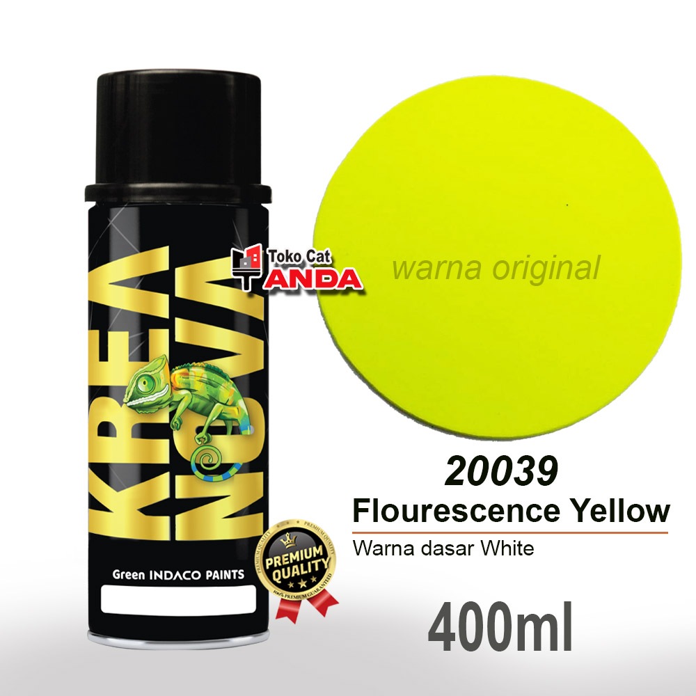 Cat Semprot PU Kreanova stabilo kuning - Flourescent Yellow 20039 - 400ml - Pilok Kuning Stabilo
