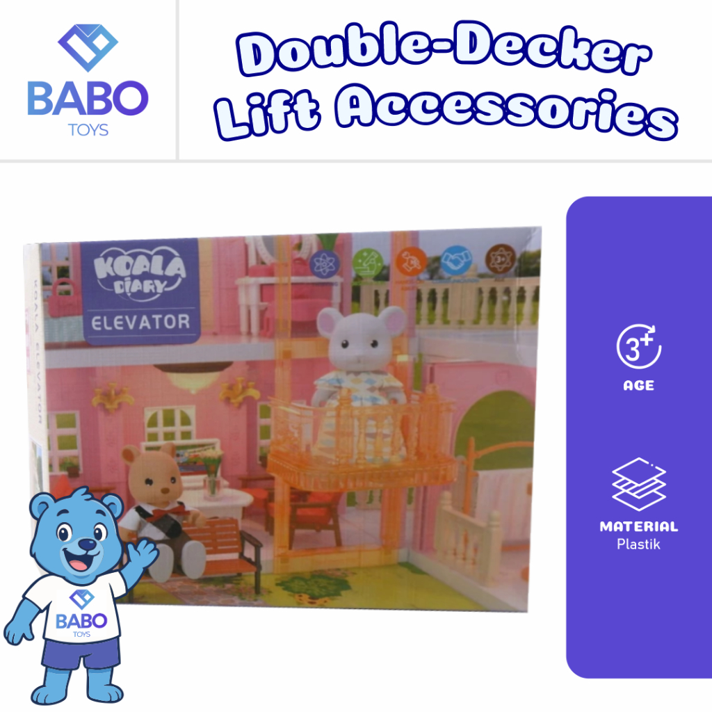 Koala Diary Double-Decker Lift Accessories Town DIY Doll House Toys mainan rumah-rumahan - koala dia