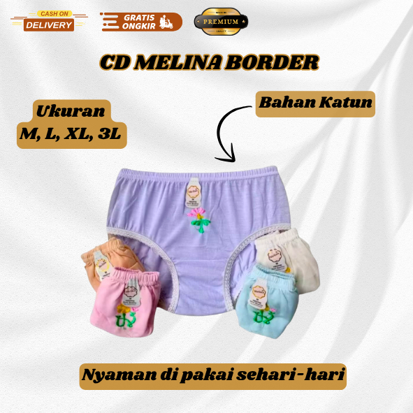 SET ISI 6 PCS CELANA Dalam WANITA MELINA MOTIF CAMPUR / CD MELINA
