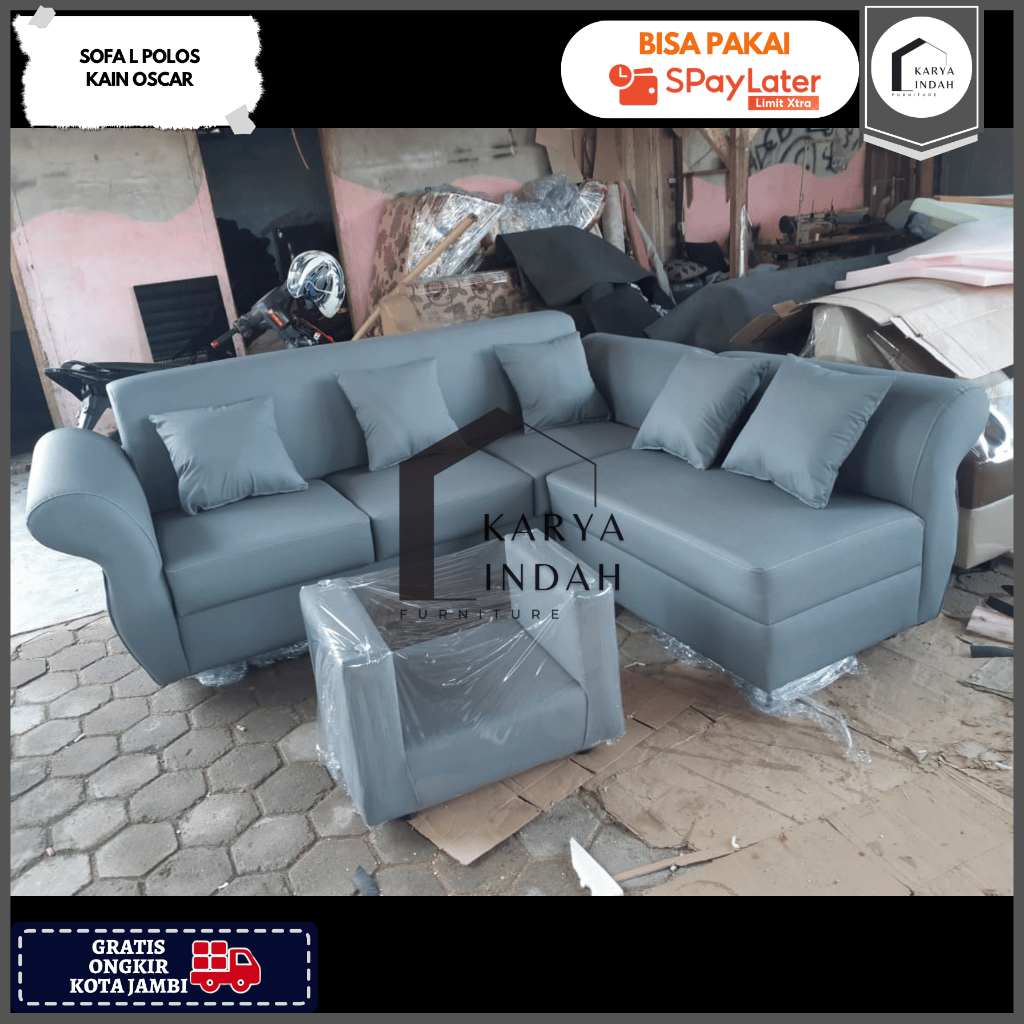 Kursi Tamu SOFA L POLOS Kain OSCAR Minimalis