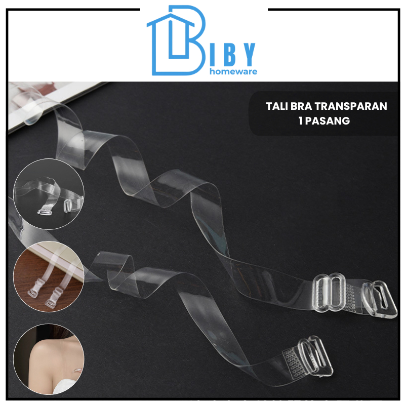 BIBY Tali Bra Transparan 1 Pasang Tali Bra Bening Set / Tali BH Transparan Bening / Bra Strap Pengai
