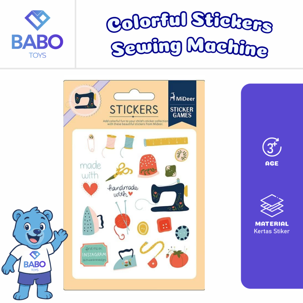 

Colorful Stickers Sewing Machine Mideer - Stiker Tempel Anak