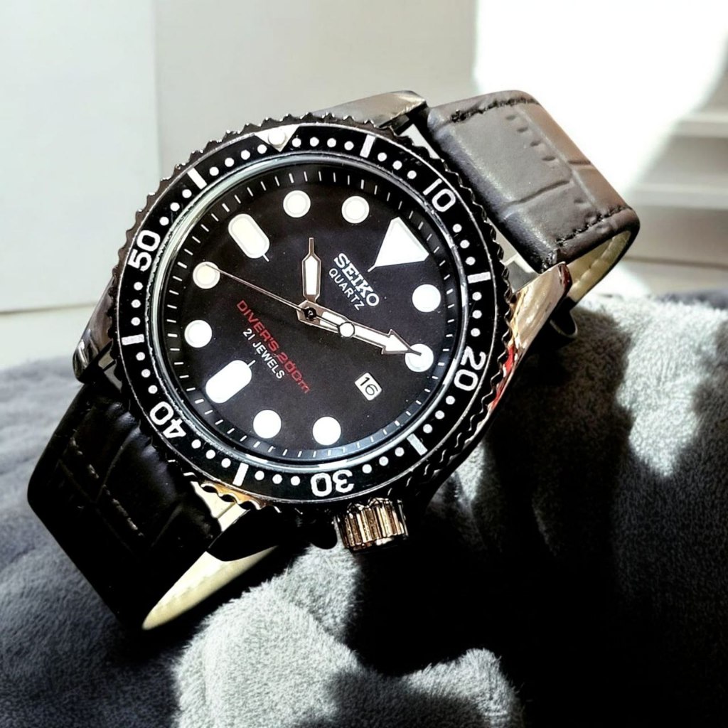 JAM TANGAN PRIA SEIKO TANGGAL AKTIF TALI KULIT BIG SALE 9.9