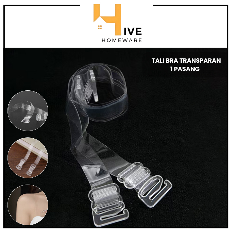 HIVE Tali Bra Transparan 1 Pasang Tali Bra Bening Set / Tali BH Transparan Bening / Bra Strap Pengai