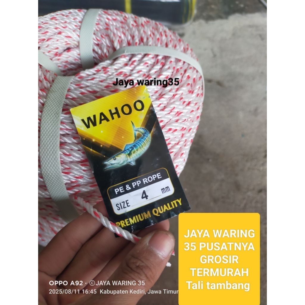 

TALI TAMBANG PPD UK 4MM P+-220M KWALITAS TERJAMIN BAGUS GARANSI BARANG BAGUS