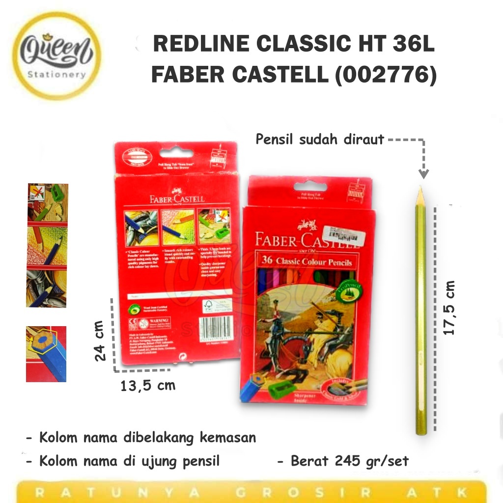 

1 SET (36 WARNA) REDLINE CLASSIC HT 36L FABER CASTELL / PENSIL WARNA / COLOUR PENCIL / ALAT MEWARNAI (002776)