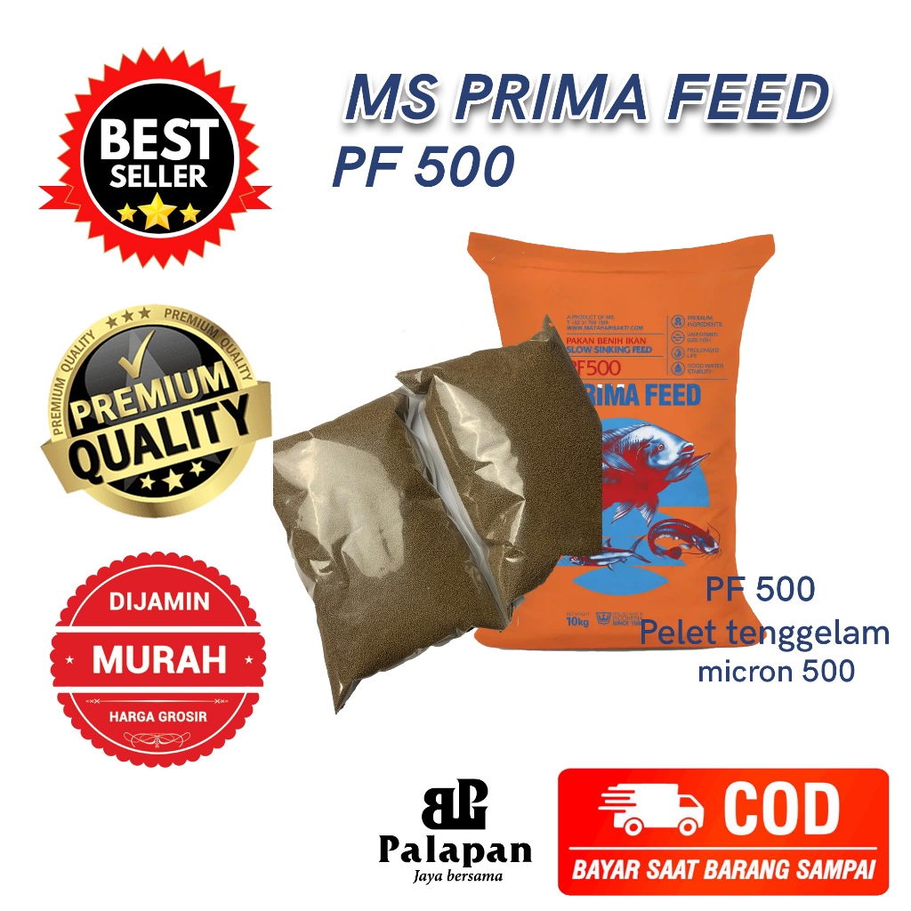 Pakan Ikan Pelet PF 500 / Pelet PF500 MS Prima / Pakan Ikan Konsumsi / Pakan Ikan Kecil PF500