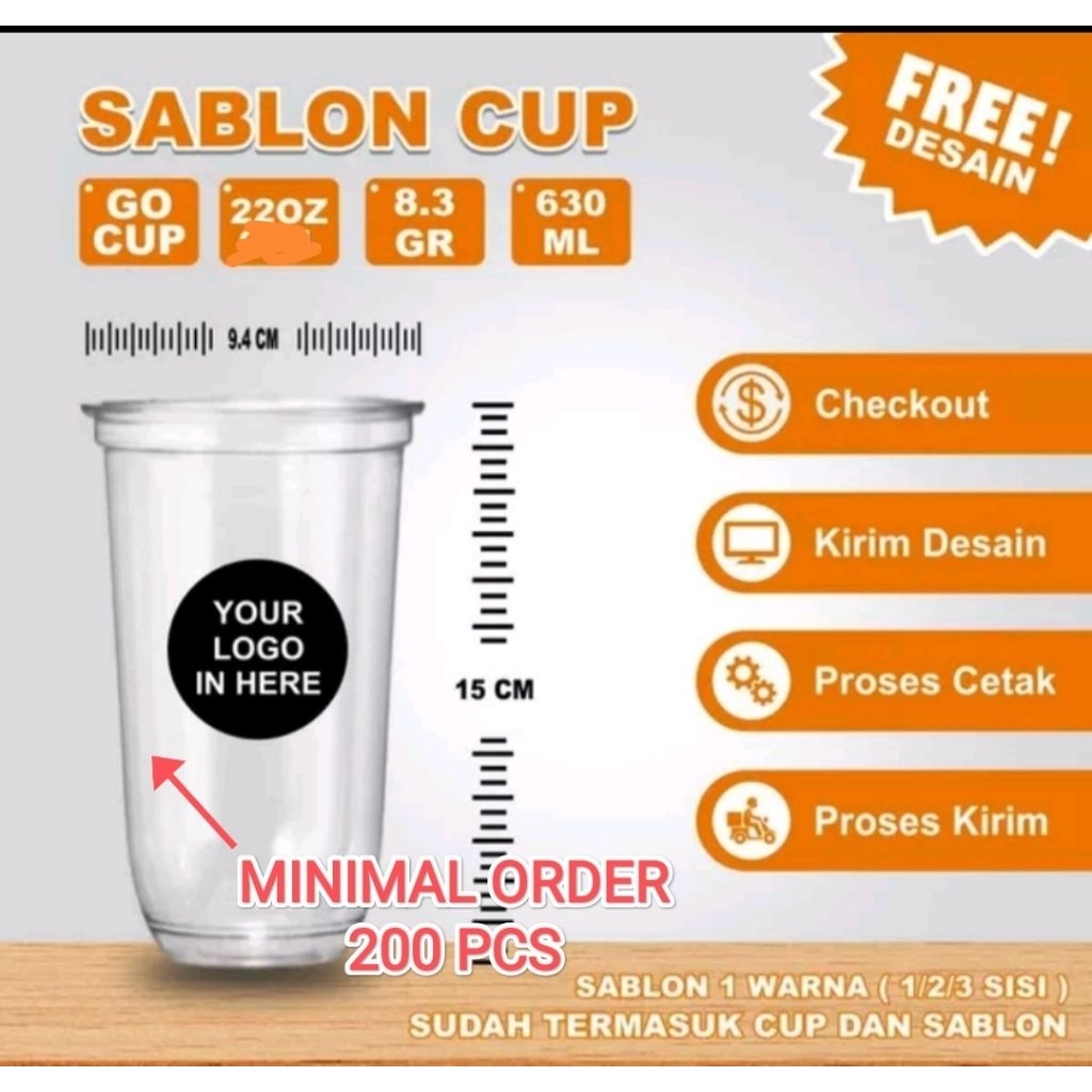 cup gelas sablon / gelas plastik sablon / cup plastik sablon /