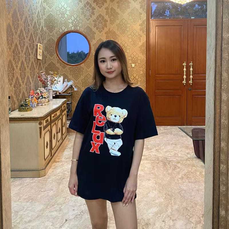 Kaos Wanita Oversize Hitam Bear