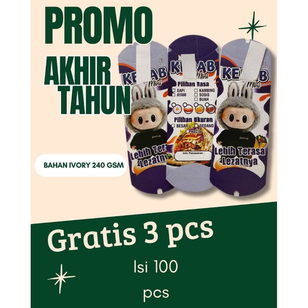 

Bungkus || Wadah || Kemasan Kebab Tarikan isi 100 pcs ukuran 24 x 9 cm bahan Ivory