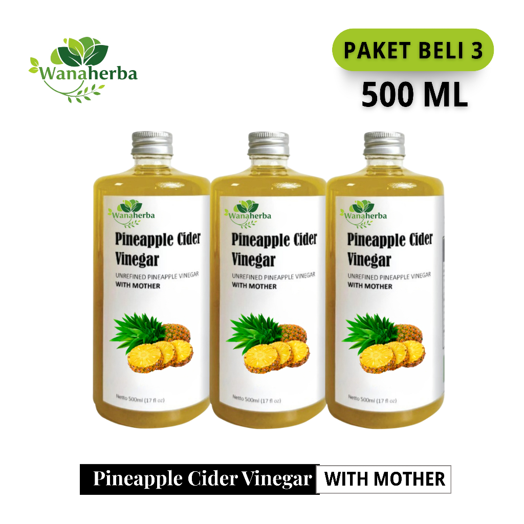 

Wanaherba Cuka Nanas With Mother Original 500 ML Paket 3 Botol
