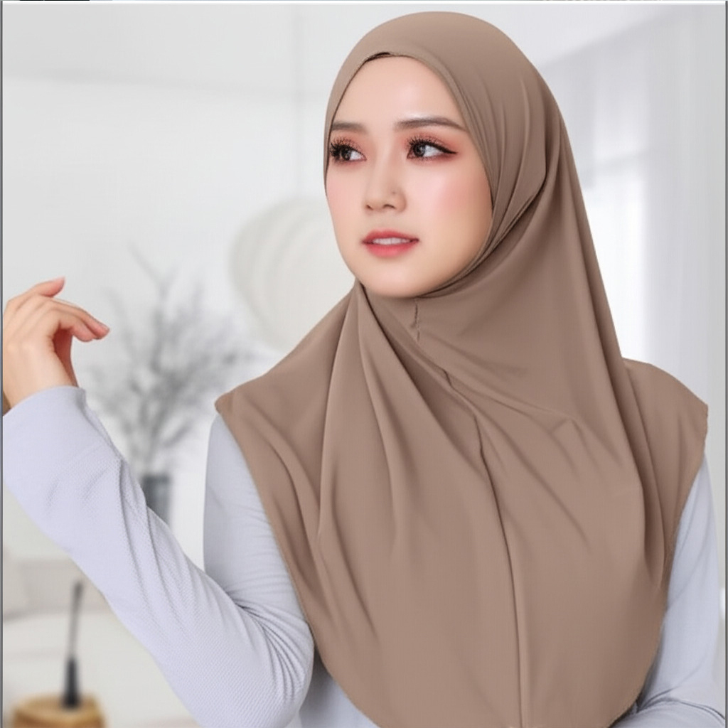 Zaida Jilbab Hijab Instan Hamidah Bergo Jersey Premium Nyaman Menutup Dada Sehari-hari Kekinian