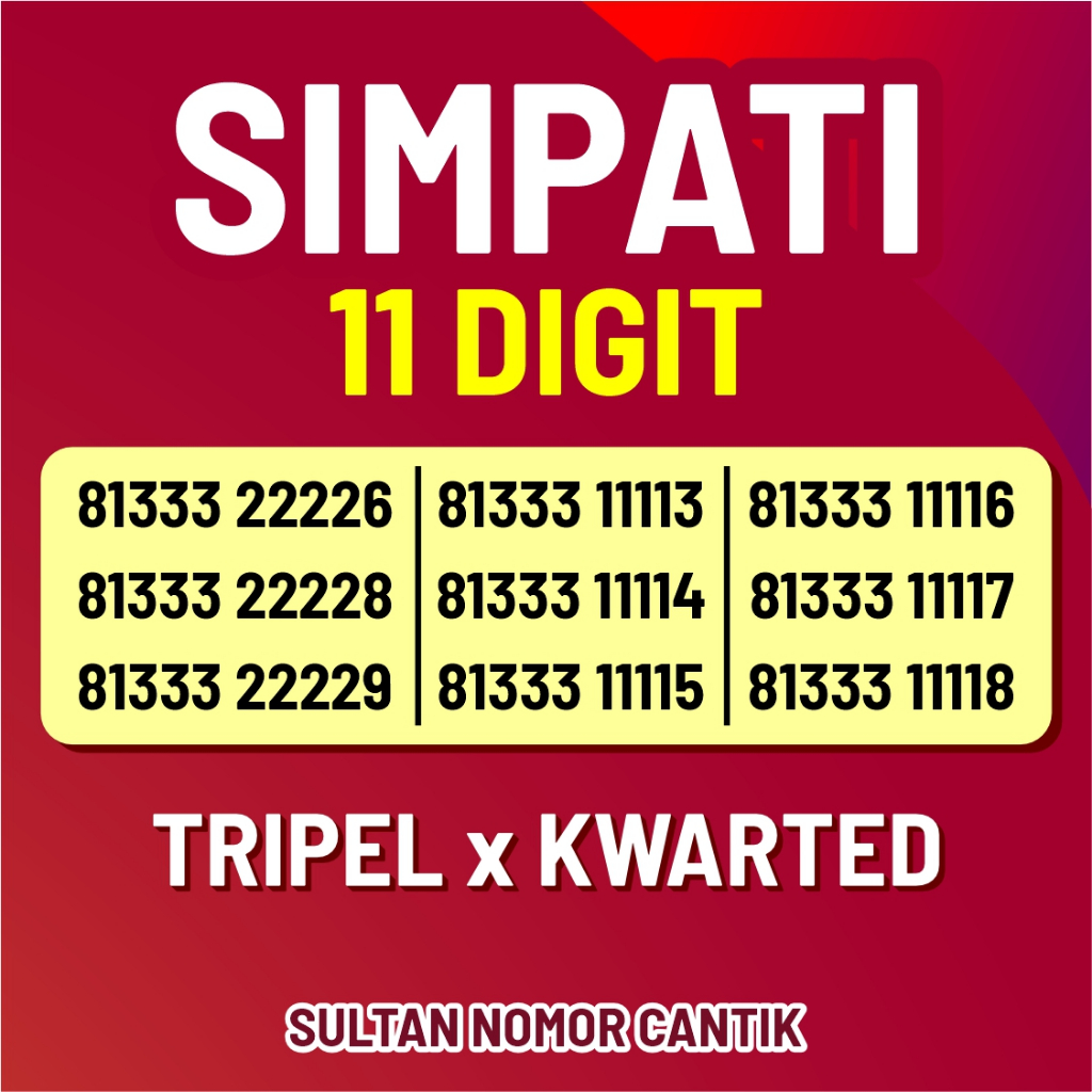 Nomor Cantik Simpati 11 Digit / Nomor Cantik Telkomsel 11 Digit / Nomor Cantik 11 Digit Kwarted