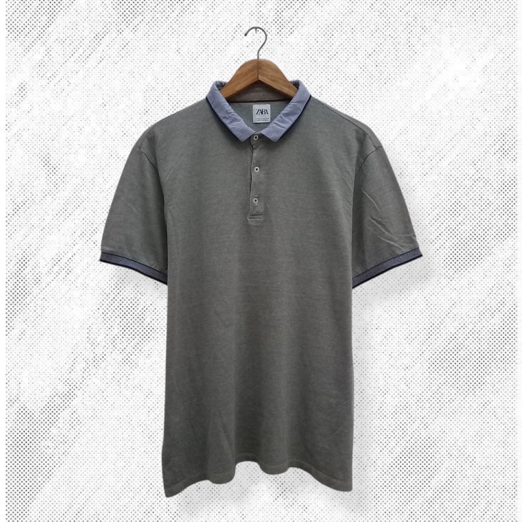 ZARA Polo shirt pria, kaos kerah pria atasan pria