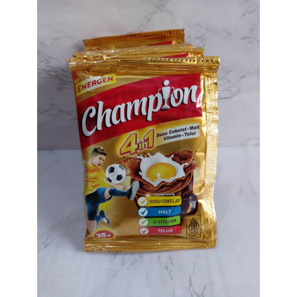 

Energen Champion Susu Chocolate Malt RENCENGMURAH!/Energen Champion Rasa Susu Cokelat 30gram 1 Renceng isi 10 Sachet/Energen Champion 4 in 1/ minuman serbuk cokelat