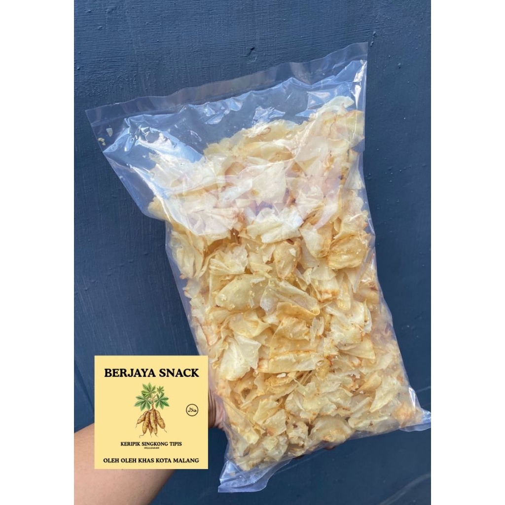 

Keripik Singkong Tipis Kriwil Asin Bawang 500gram
