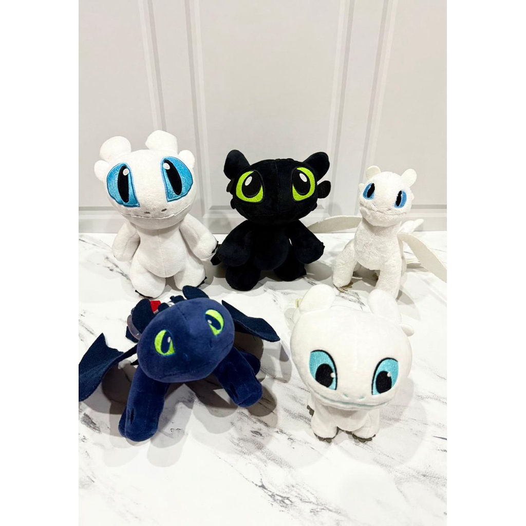 Boneka Plushie Toothless & Light Fury How to Train Your Dragon Dreamworks Ori