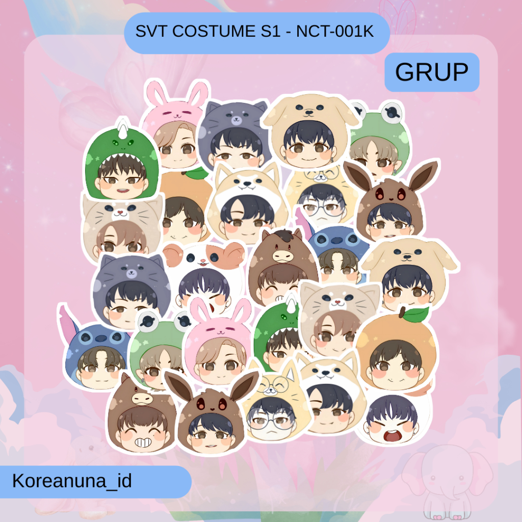Sticker Kpop Seventeen Chibi Costume Kartun Karakter Lucu Aesthetic Berkualitas Stiker Hiasan Deco J