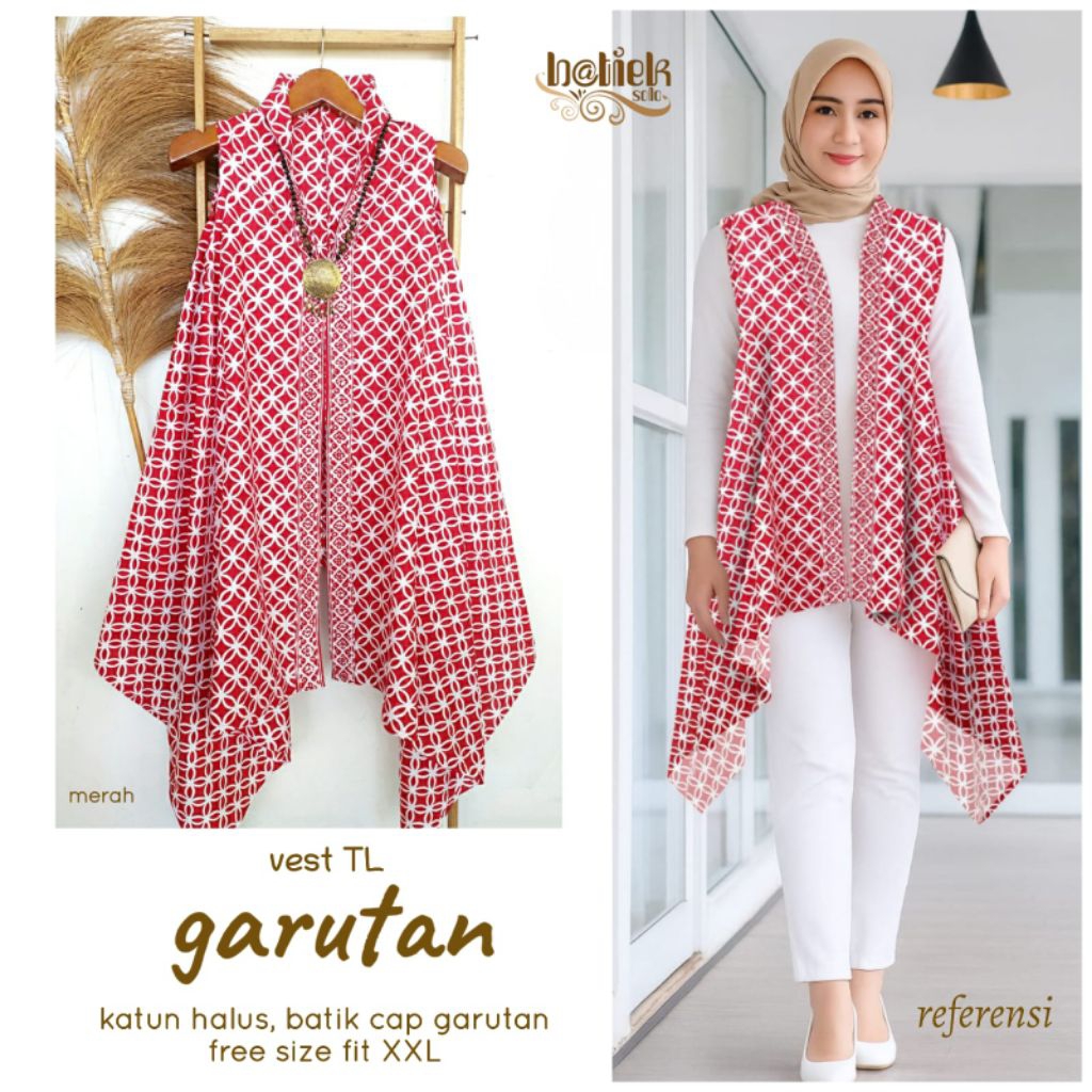 Outer Vest Batik Merah Putih