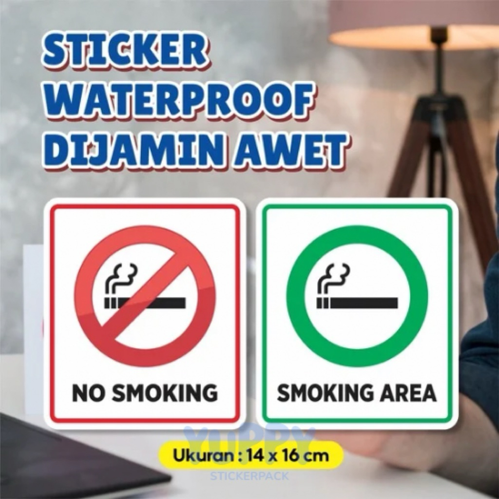 

Stickerpack Stiker Waterproof NO SMOKING/ SMOKING AREA Tahan Air Tahan Panas Mudah ditempel
