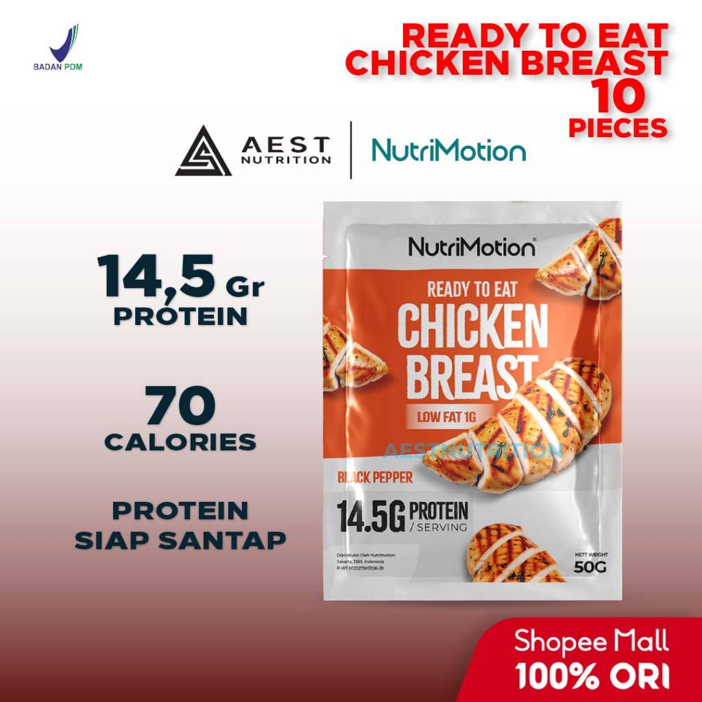 

NutriMotion Ready To Eat Chicken Breast 50 gr 10 Pcs - Dada Ayam Fillet Siap Saji Makan High Protein