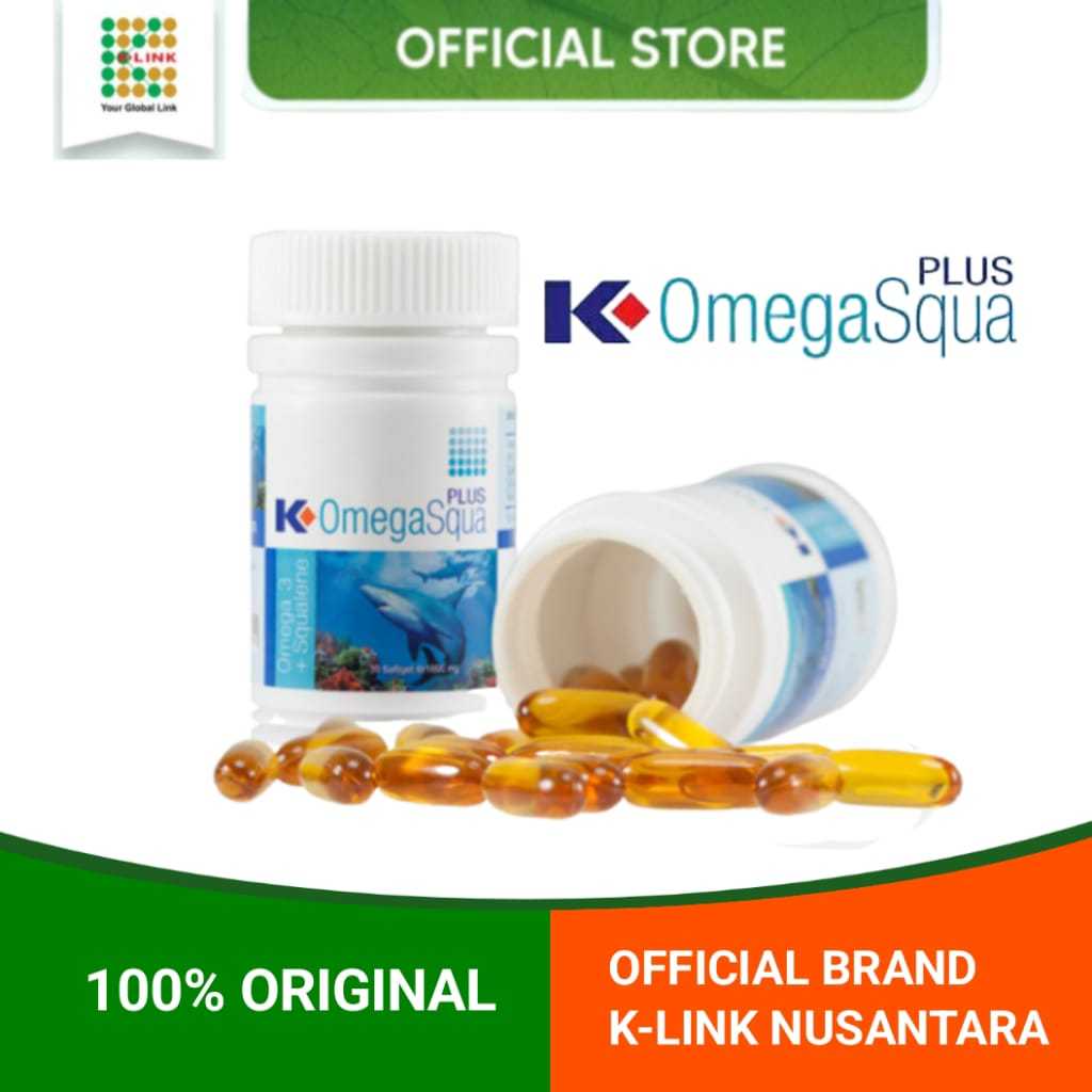K link Omega Squa Original.Expire Mei 2026.BPOM.Omega Squa Plus K link.Minyak ikan omega squa k link