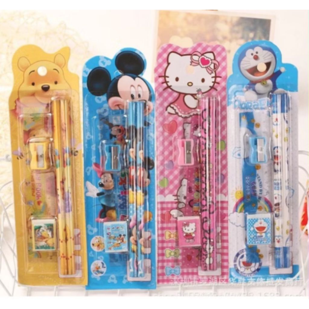 

Stationery Set 5 in 1 Alat Tulis Anak Sekolah Penghapus penggaris Pensil Serutan Pensil Set