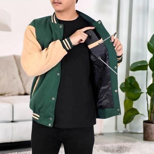 Jaket Baseball Regland Polos  Ada Saku Dalam Bahan Premium Teball / Jaket Varsity Pria Wanita