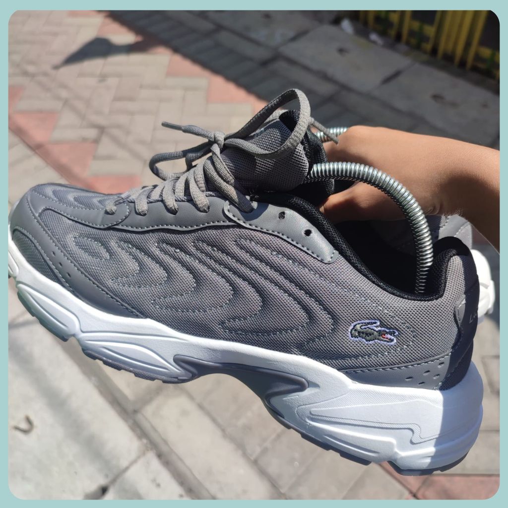 Sepatu Running Pria Wanita Lacoste Grey BNIB