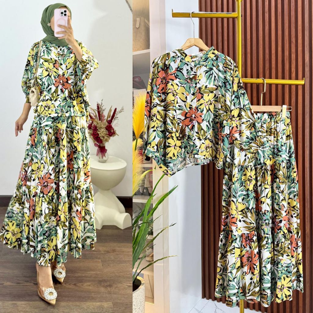 Setelan rok wanita set rok rayon set rok motif set rok kekinian set rok viral set rok bestseller set