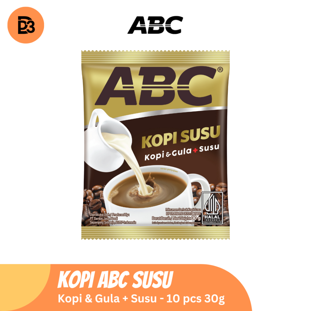 

ABC Kopi Susu Sachet Isi 10 Pcs 30g - Kopi & Gula + Susu