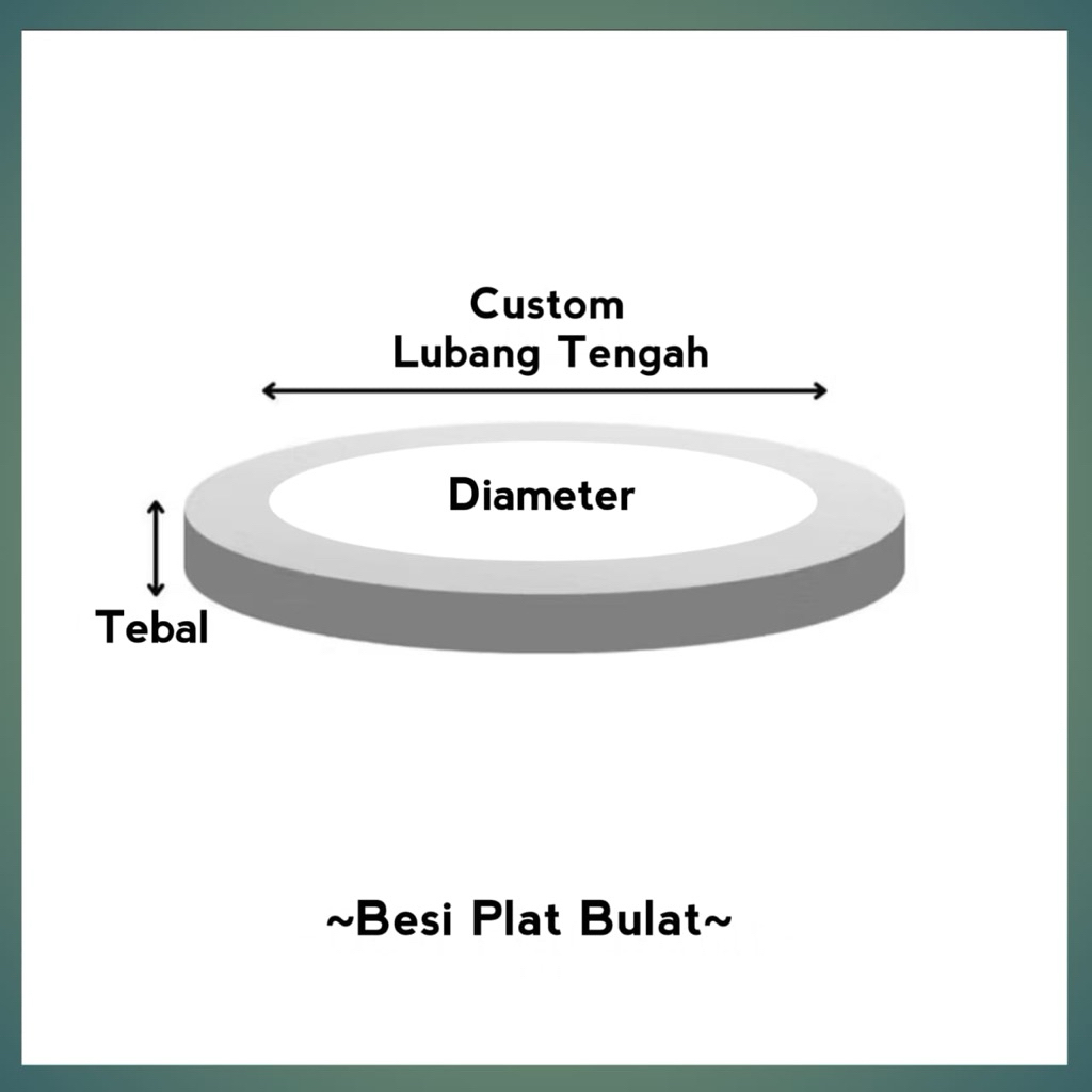 Besi Plat Bulat Tebal 10MM Diameter 100mm - 300cm Custom Lubang Tengah Sesuai Kebutuhan