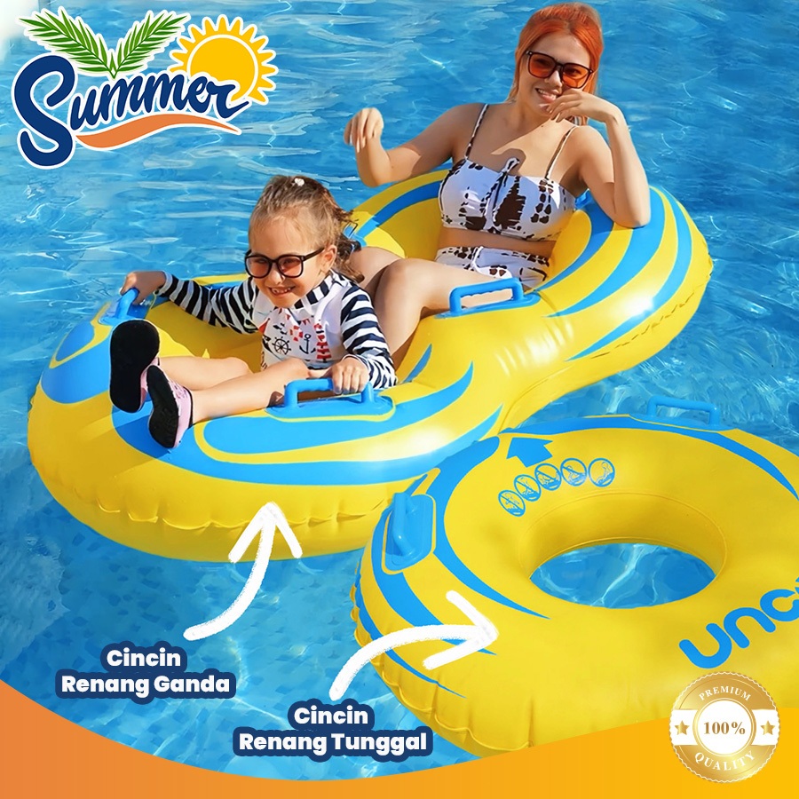 Summerstore - Pelampung Ban Renang Kuning Single/ Double Untuk Kolam Arus, Dewasa & Anak-Anak