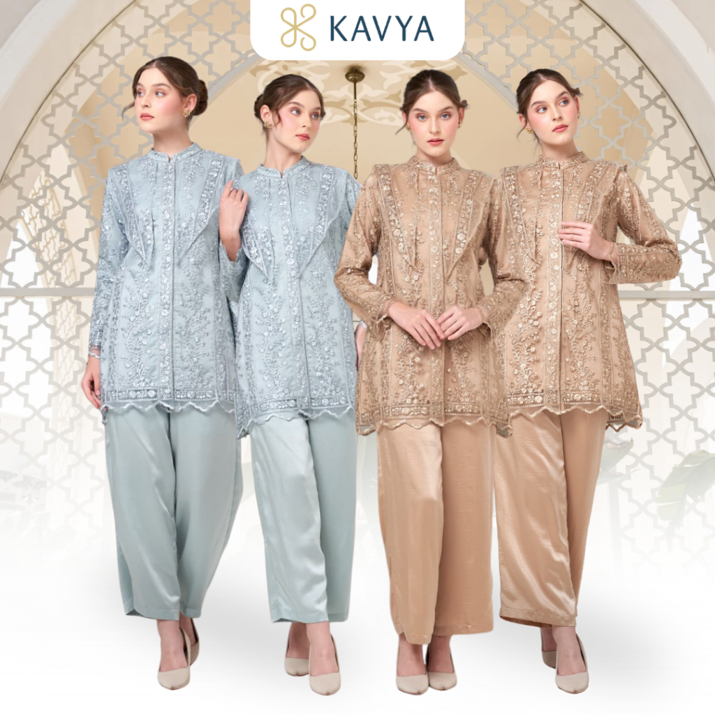 One Set Keyla Tunik SAP B 012 Atasan Brukat Celana Kulot Baju Kondangan Premium Busui Friendly