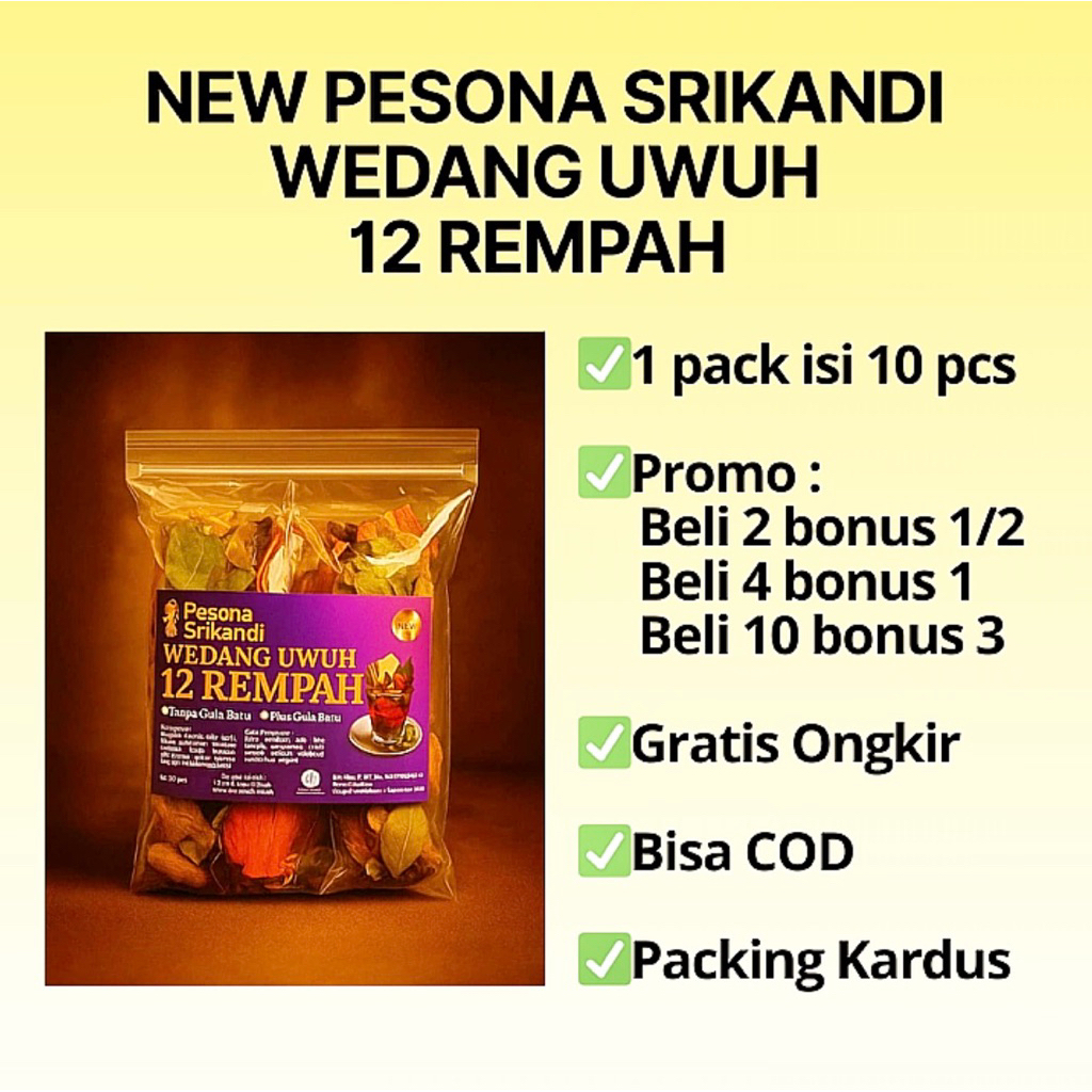 

New Pesona Srikandi Wedang Uwuh 12 Rempah isi 10 pcs