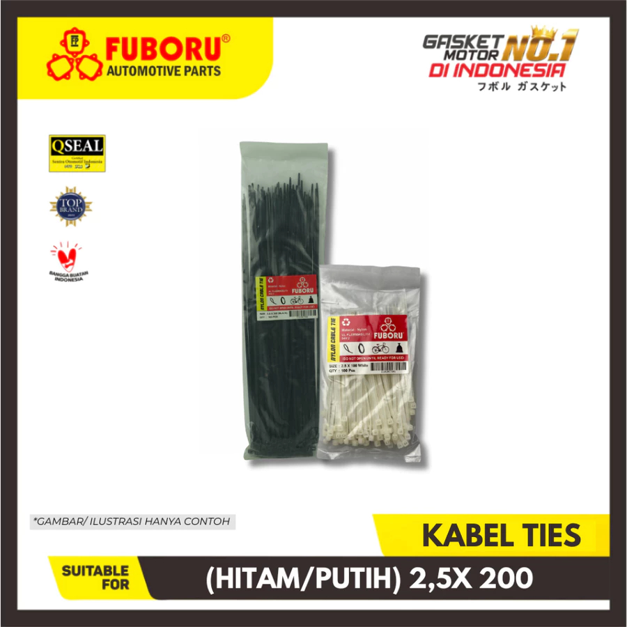 

KABEL TIES 2.5 X 200 (HITAM/PUTIH) KUAT DAN LENTUR FUBORU