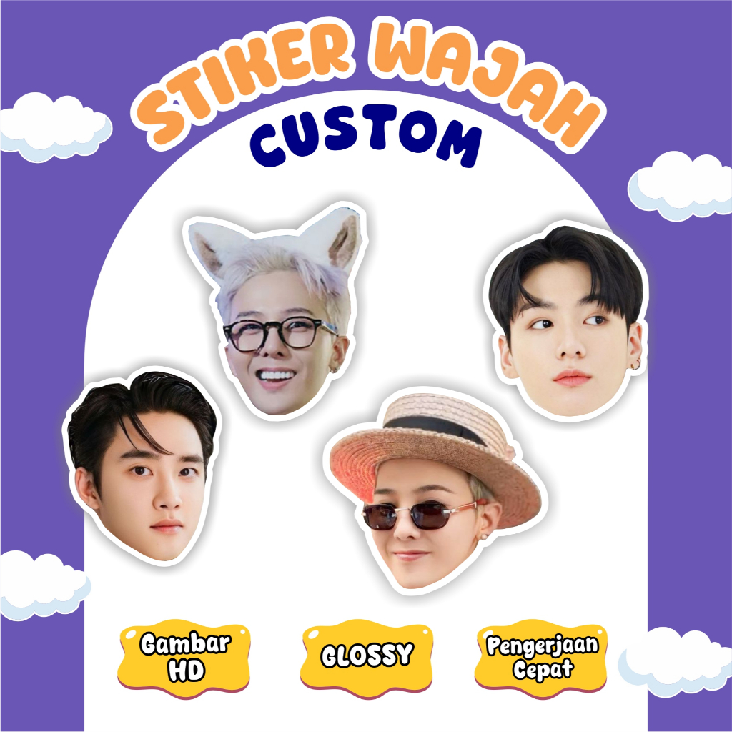 

STIKER CUSTOM FOTO WAJAH untuk freebies hadiah tempelan hp