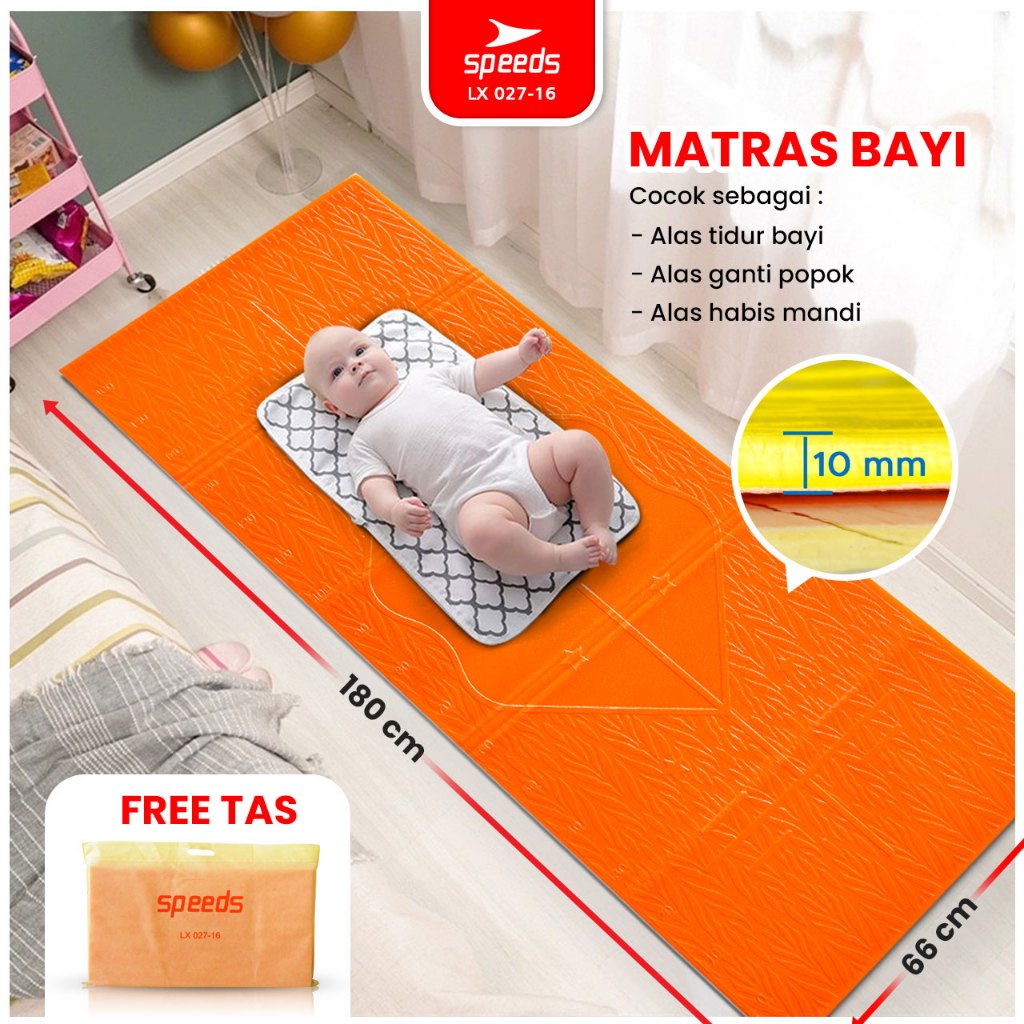 SPEEDS Matras Bayi Kasur Tidur Lipat Bahan XPE Polos Olahraga Yoga Berstandar SNI 027-16