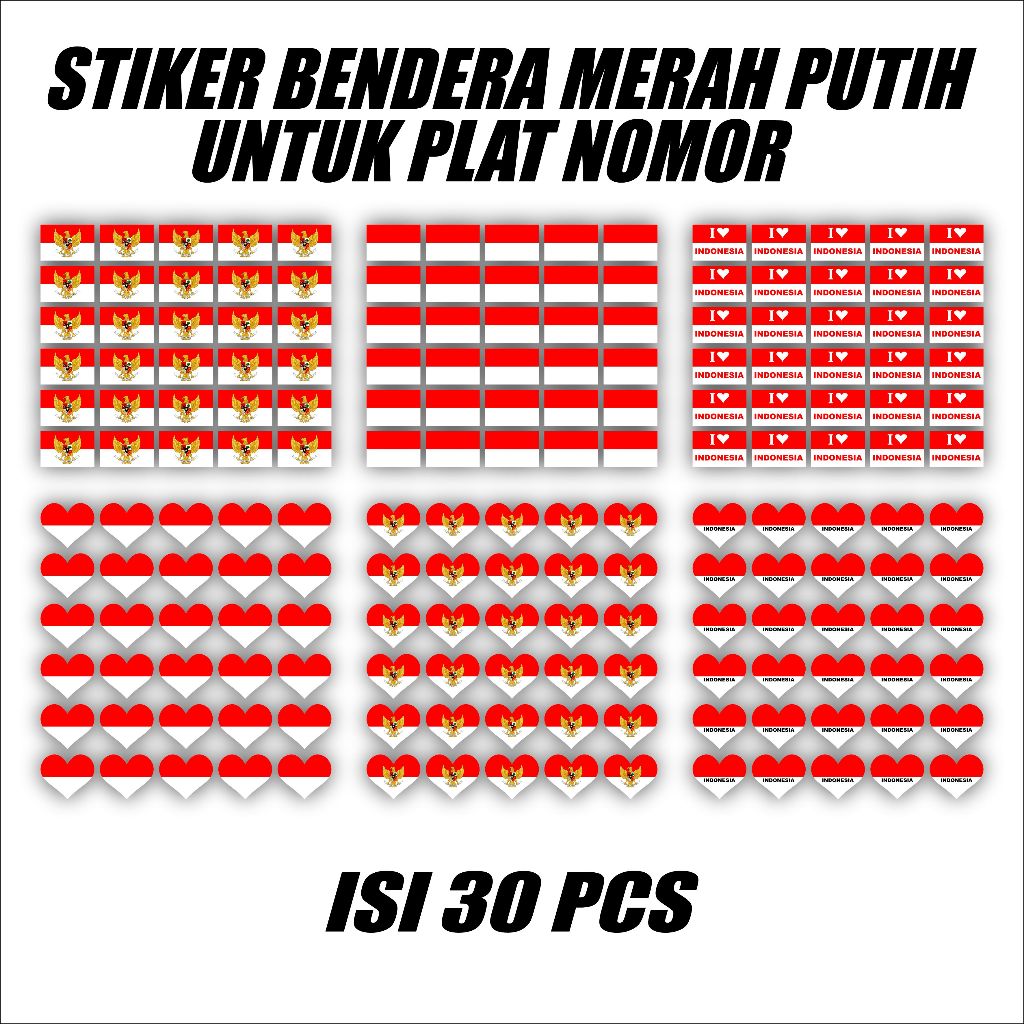 

30pcs Stiker Pipi Bendera Merah Putih - Sticker Bendera / Tinggal Tempel