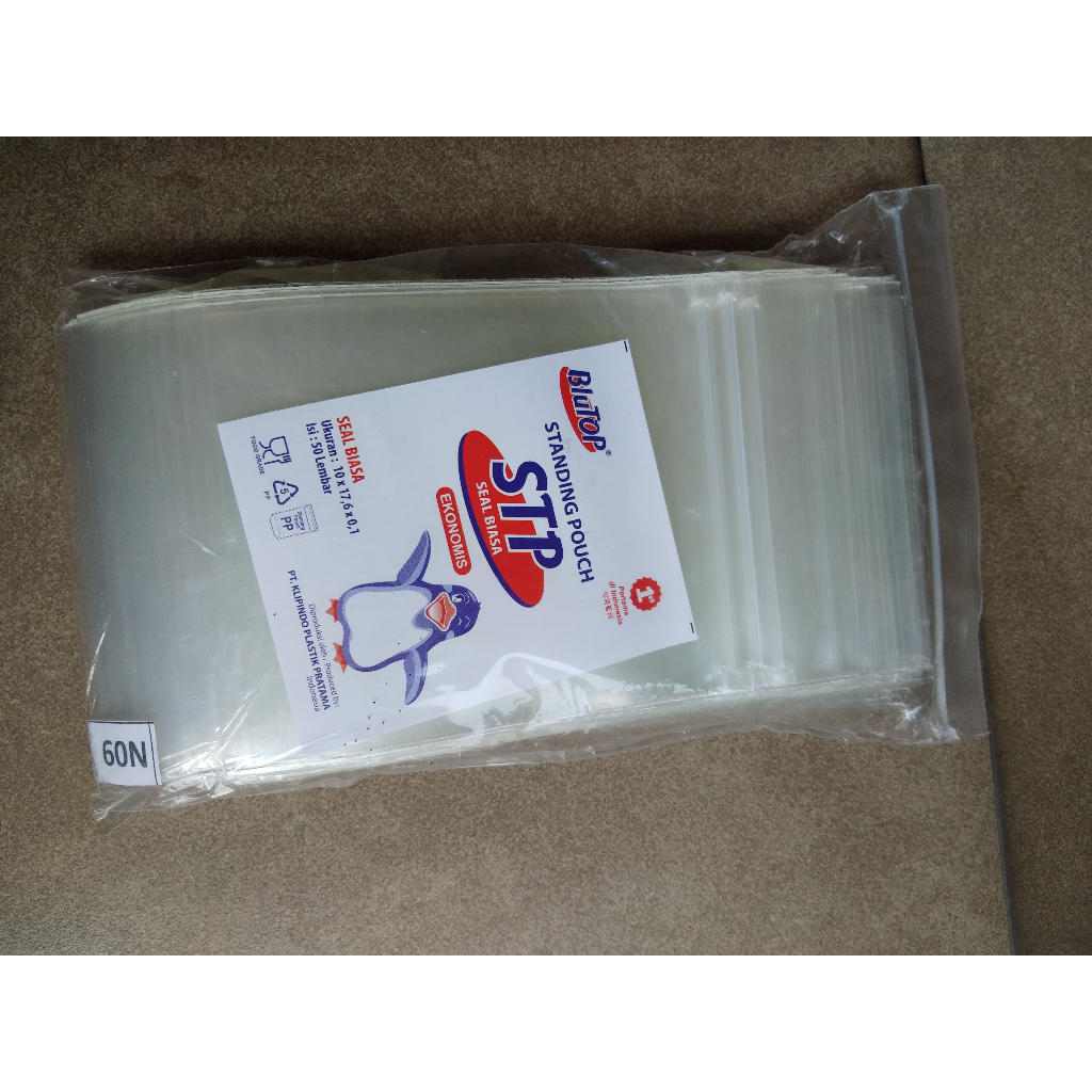 BluTop Standing Pouch STP (SEAL BIASA)/ Kemasan Zip Lock  Ukuran 10x17,6x 01 (Isi 50 pcs)