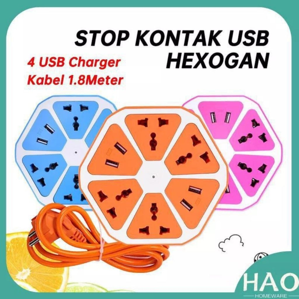 Colokan sambung udah ada usb nya / cok sambung / colokan sambung jeruk / stop kontak praktis