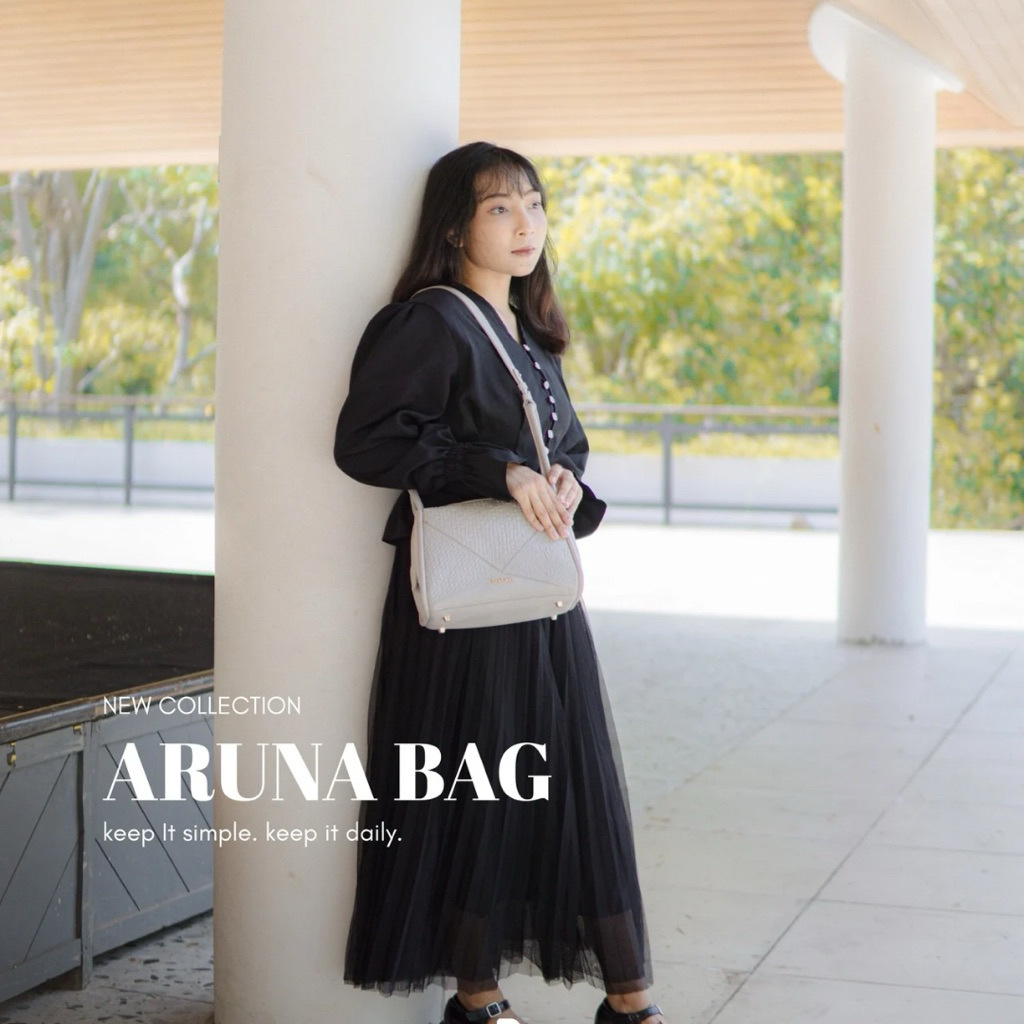 Berliano | Tas Kulit Sapi | Aruna Bag | GOLD SHINY | Tas sling bag
