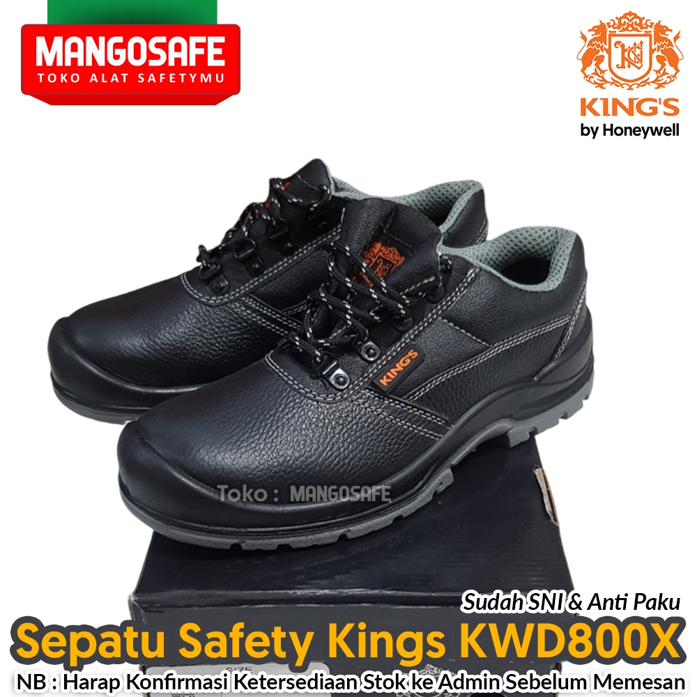 KINGS KWD800X Sepatu Safety Proyek + Anti Paku Hitam Pendek Bertali Low Cut Safty Boots by Honeywell