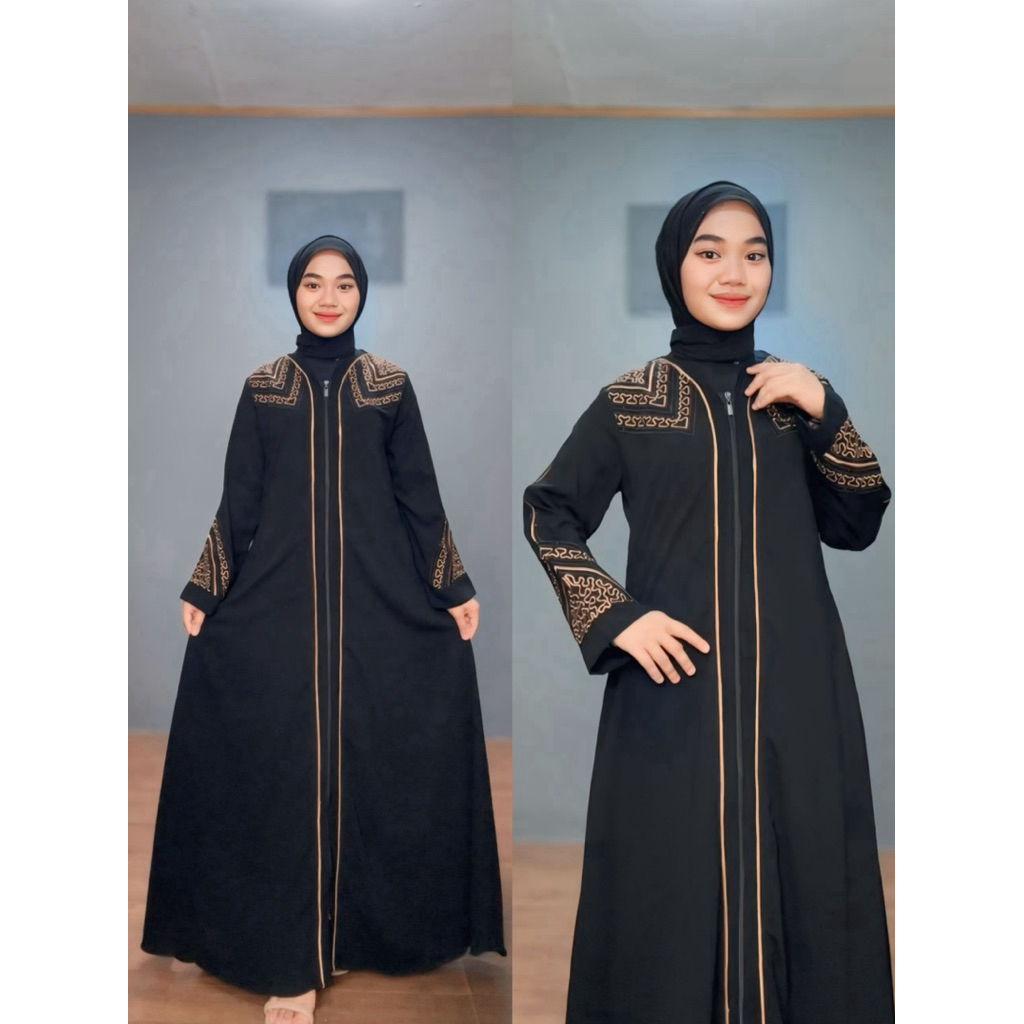 Gamis Abaya Arab Turkey Hitam Khaira  Busui Bahan Wolfis  Model Terbaru
